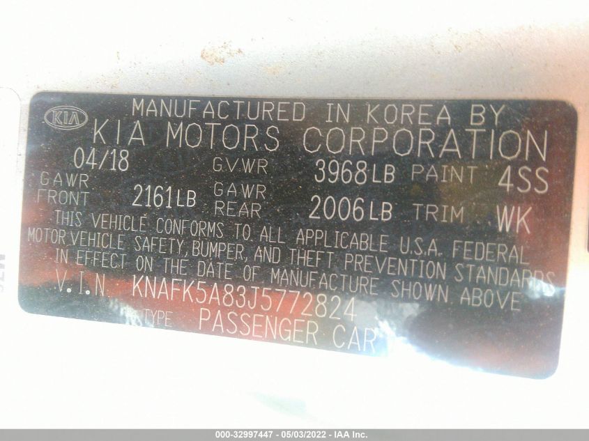 2018 KIA FORTE5 LX KNAFK5A83J5772824