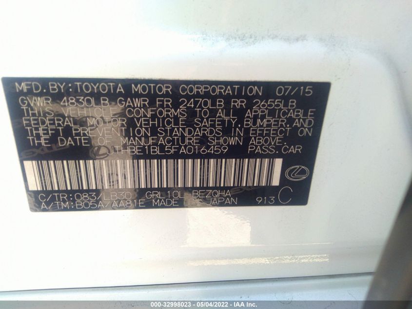 2015 LEXUS GS 350 JTHBE1BL5FA016459