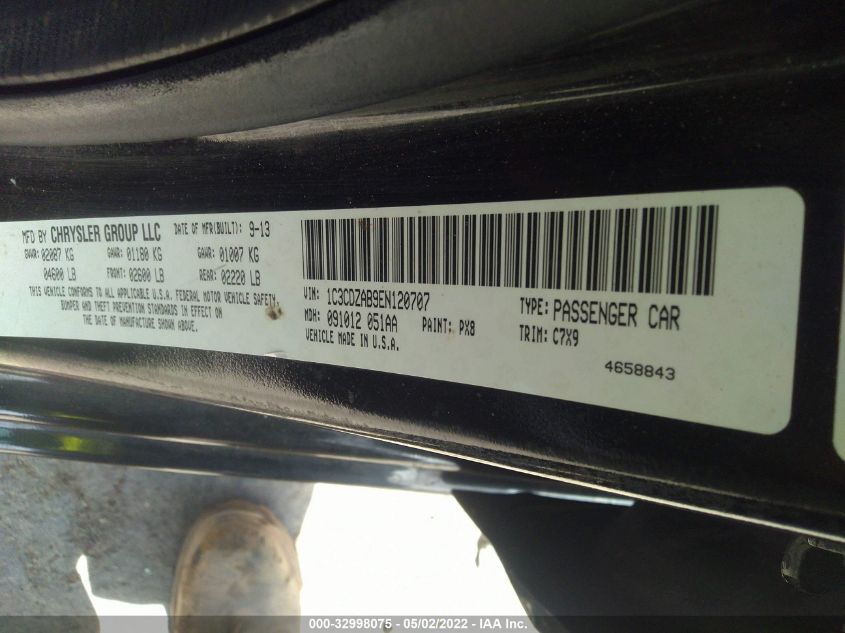 2014 DODGE AVENGER SE 1C3CDZAB9EN120707