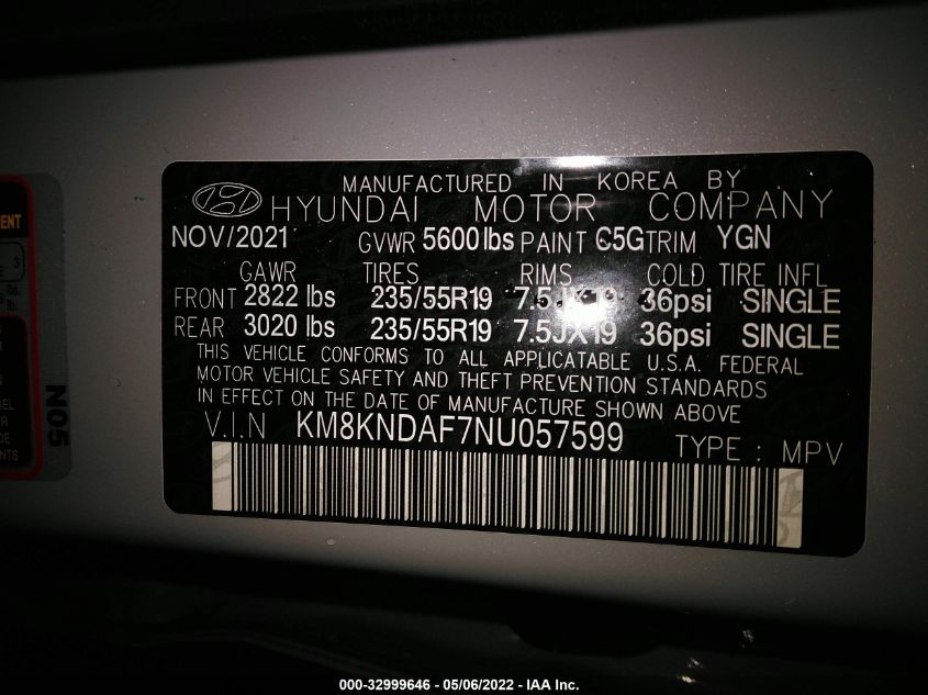2022 HYUNDAI IONIQ 5 SEL KM8KNDAF7NU057599