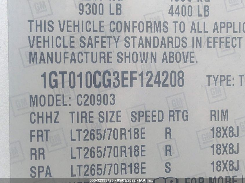 2014 GMC SIERRA 2500HD SLE 1GT010CG3EF124208