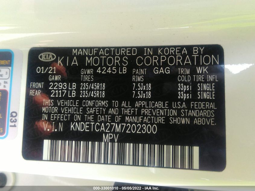 2021 KIA SELTOS SX KNDETCA27M7202300