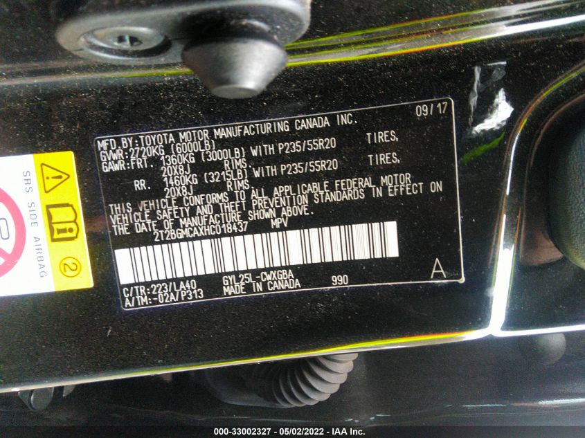 2017 LEXUS RX RX 450H 2T2BGMCAXHC018437