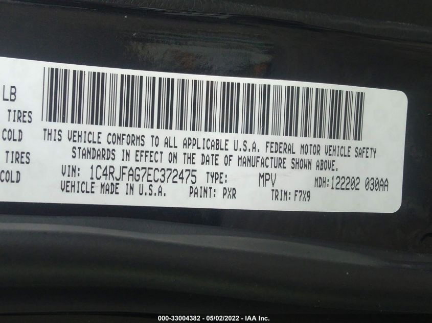 2014 JEEP GRAND CHEROKEE LAREDO 1C4RJFAG7EC372475