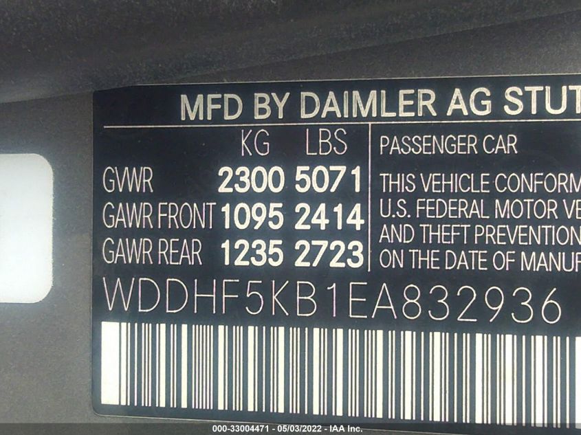 2014 MERCEDES-BENZ E-CLASS E 350 WDDHF5KB1EA832936