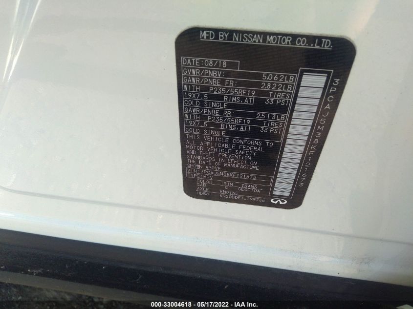 2019 INFINITI QX50 ESSENTIAL 3PCAJ5M38KF121673