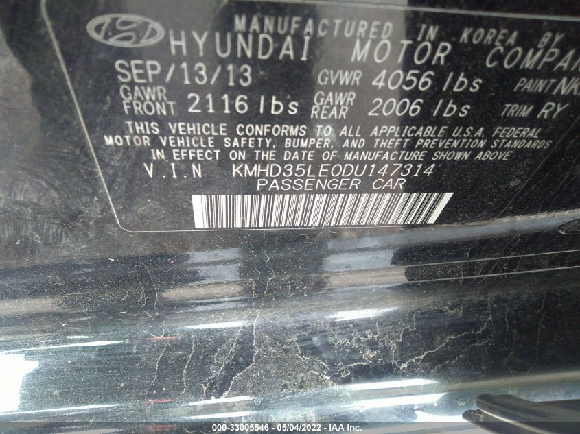 2013 HYUNDAI ELANTRA GT KMHD35LE0DU147314