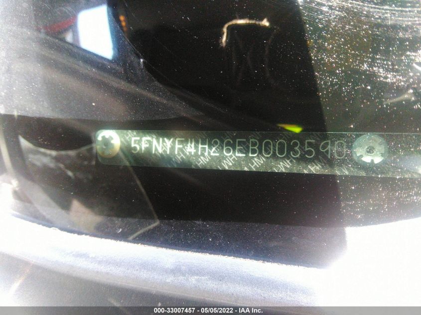 2014 HONDA PILOT LX 5FNYF4H26EB003590