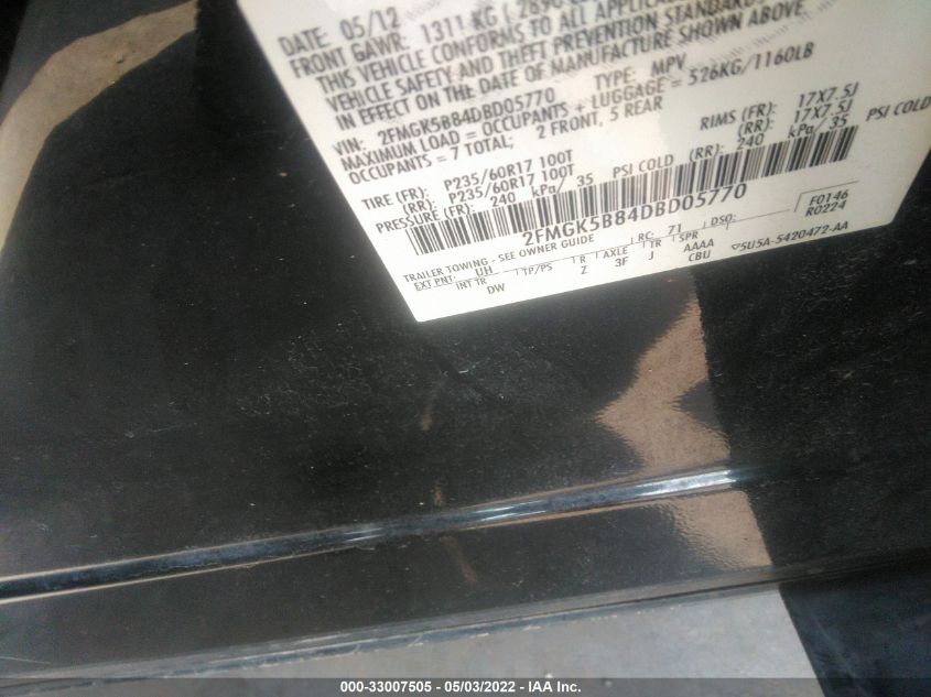 2013 FORD FLEX SE 2FMGK5B84DBD05770