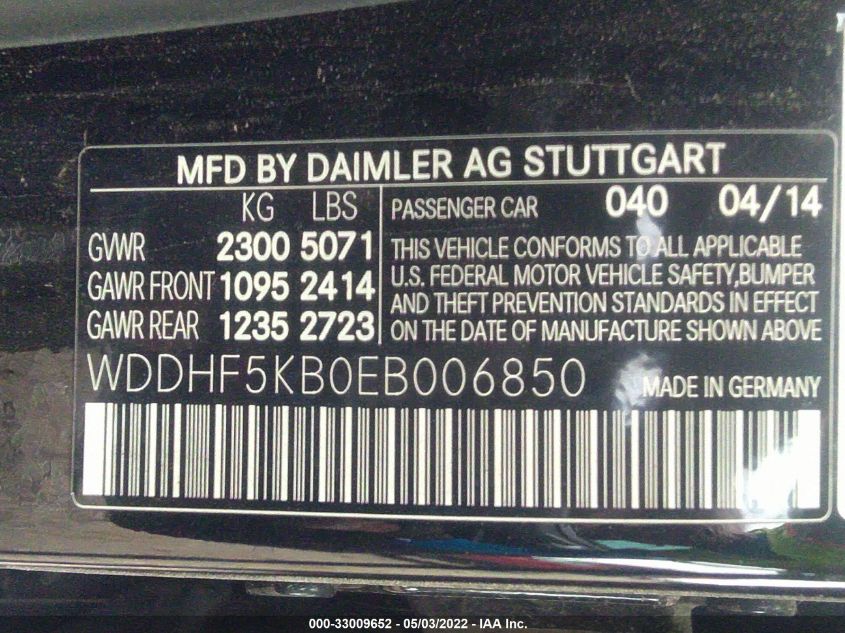 2014 MERCEDES-BENZ E-CLASS 350 WDDHF5KB0EB006850