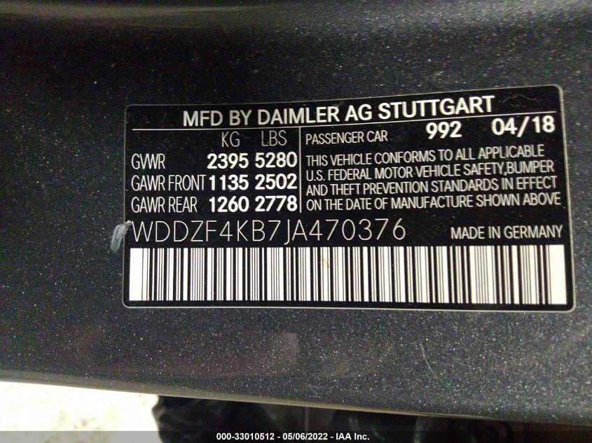 2018 MERCEDES-BENZ E-CLASS 300 4MATIC WDDZF4KB7JA470376