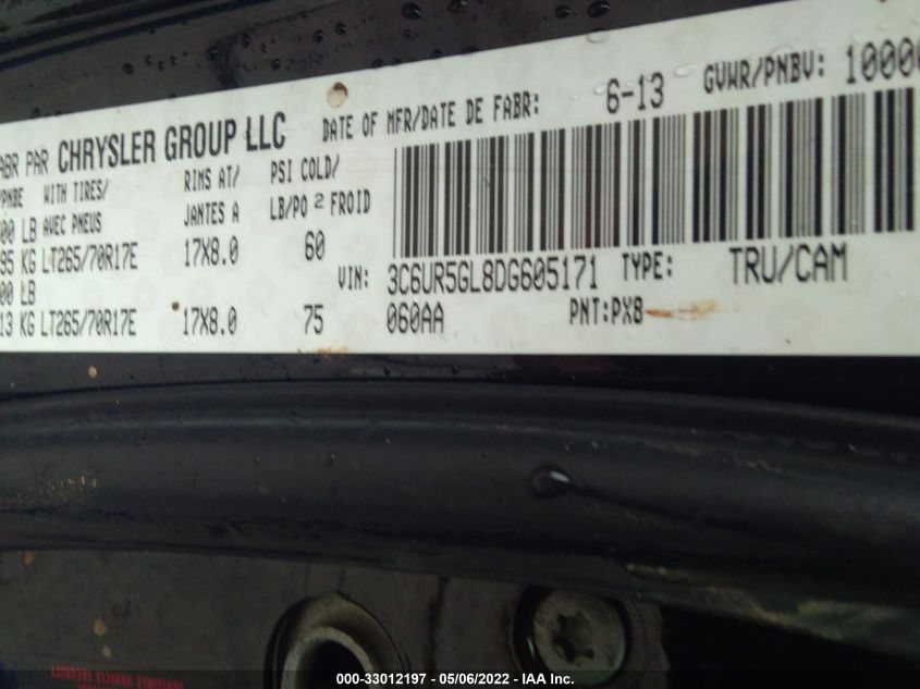 2013 RAM 2500 LARAMIE LONGHORN 3C6UR5GL8DG605171