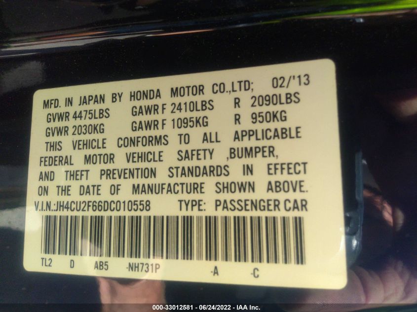 2013 ACURA TSX TECH PKG JH4CU2F66DC010558