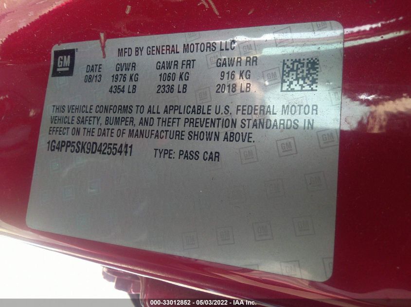 2013 BUICK VERANO 1G4PP5SK9D4255441