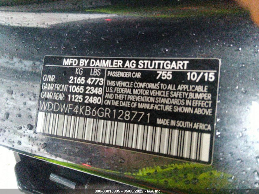 2016 MERCEDES-BENZ C-CLASS C 300 WDDWF4KB6GR128771