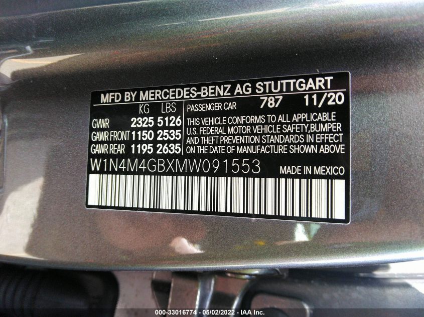 2021 MERCEDES-BENZ GLB GLB 250 W1N4M4GBXMW091553