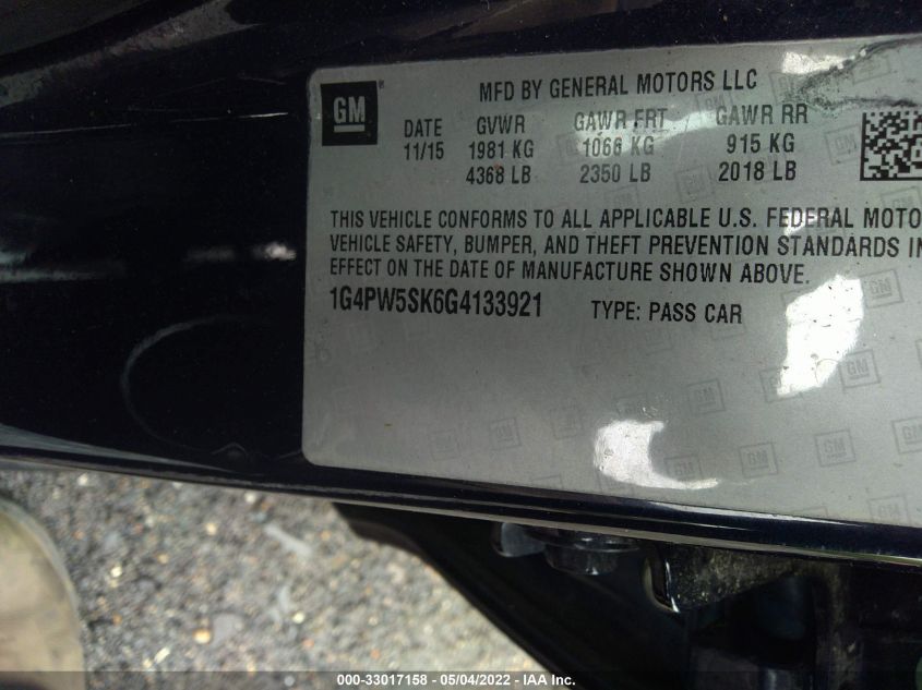 2016 BUICK VERANO SPORT TOURING 1G4PW5SK6G4133921