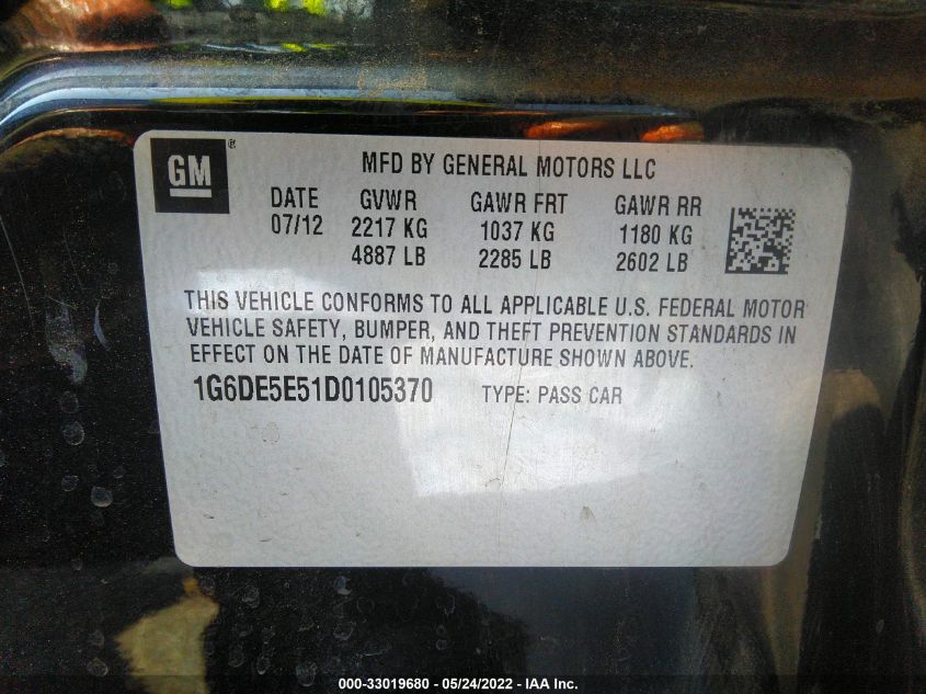 2013 CADILLAC CTS SEDAN LUXURY 1G6DE5E51D0105370