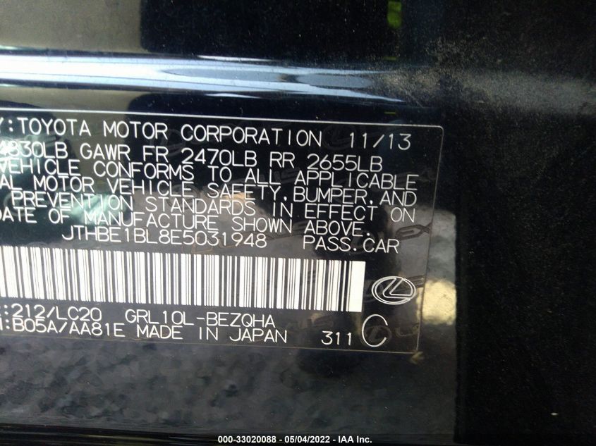 2014 LEXUS GS 350 JTHBE1BL8E5031948