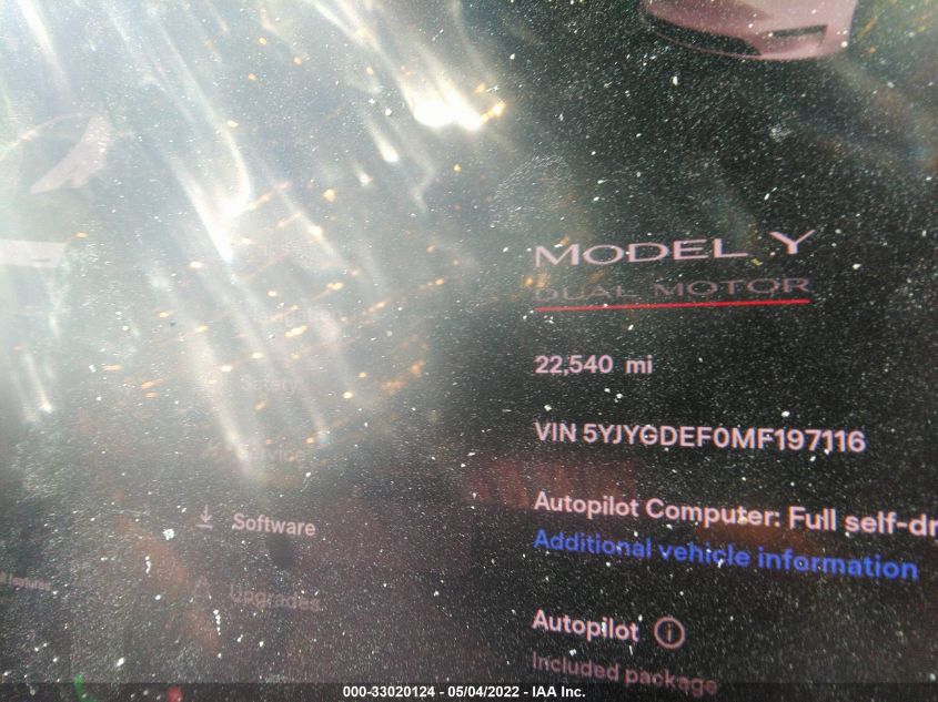2021 TESLA MODEL Y PERFORMANCE 5YJYGDEF0MF197116