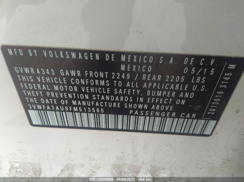 2015 VOLKSWAGEN GOLF SPORTWAGEN TDI SE 3VWFA7AU8FM513565