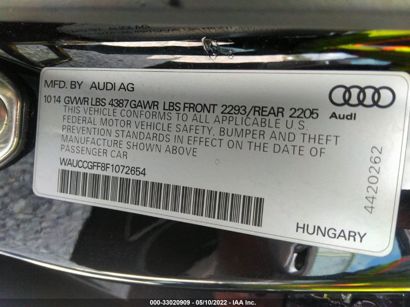 2015 AUDI A3 1.8T PREMIUM PLUS WAUCCGFF8F1072654
