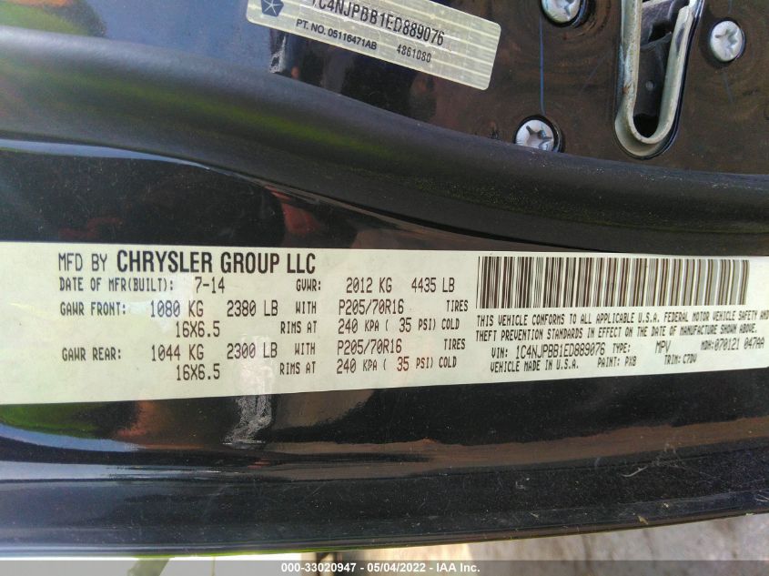 2014 JEEP PATRIOT SPORT 1C4NJPBB1ED889076