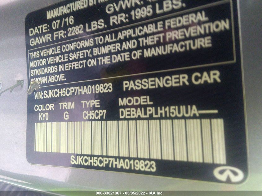 2017 INFINITI QX30 SJKCH5CP7HA019823