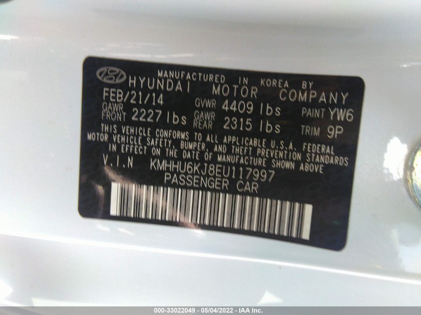 2014 HYUNDAI GENESIS COUPE 3.8 ULTIMATE KMHHU6KJ8EU117997