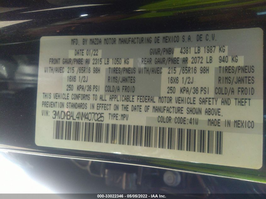 2022 MAZDA CX-30 2.5 S 3MVDMBAL4NM407025