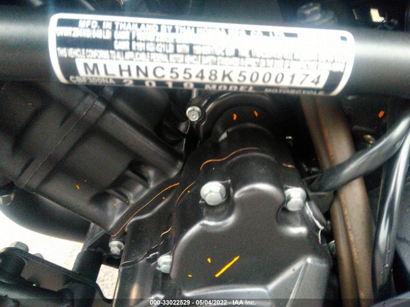 2019 HONDA CBF300 NA MLHNC5548K5000174