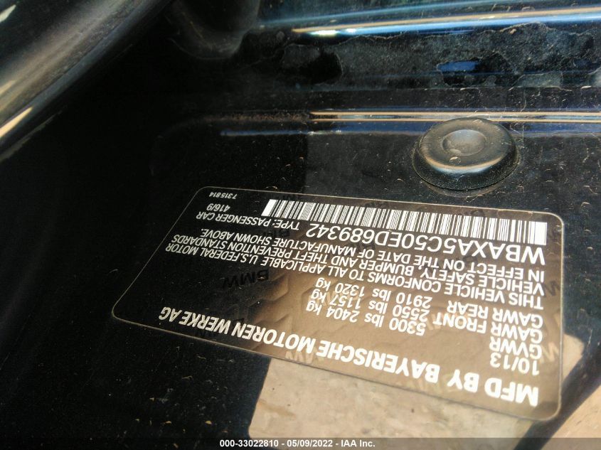 2014 BMW 5 SERIES 535D - WBAXA5C50ED689342