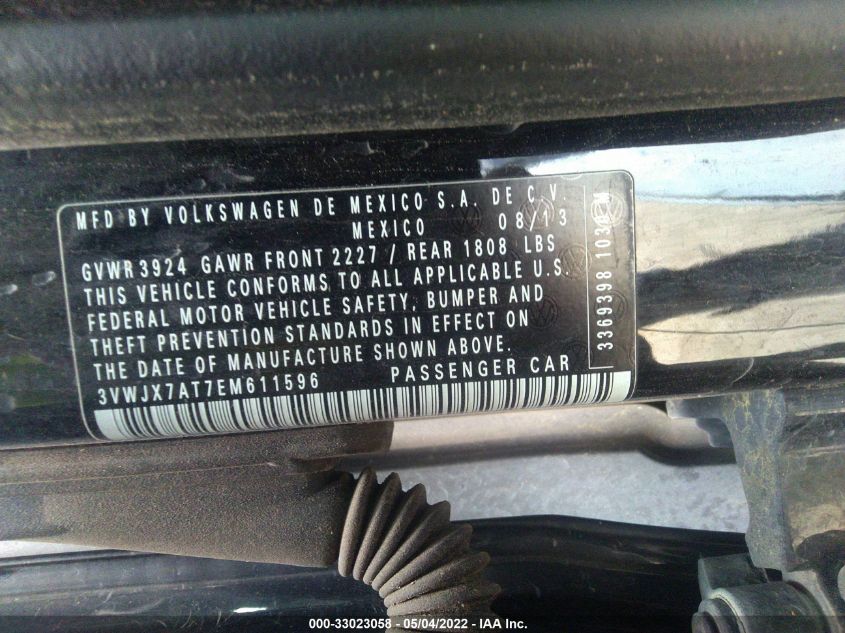 2014 VOLKSWAGEN BEETLE COUPE 2.5L 3VWJX7AT7EM611596