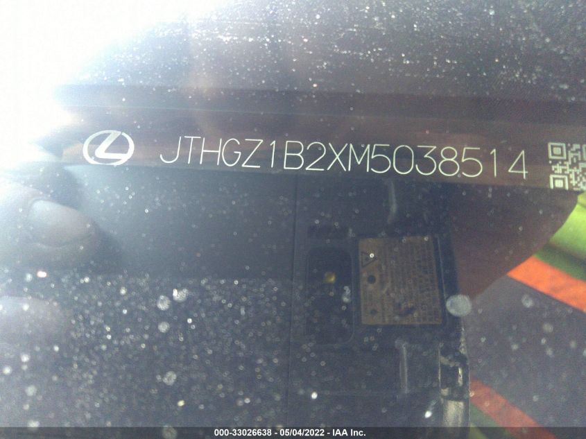 2021 LEXUS IS IS 350 F SPORT JTHGZ1B2XM5038514