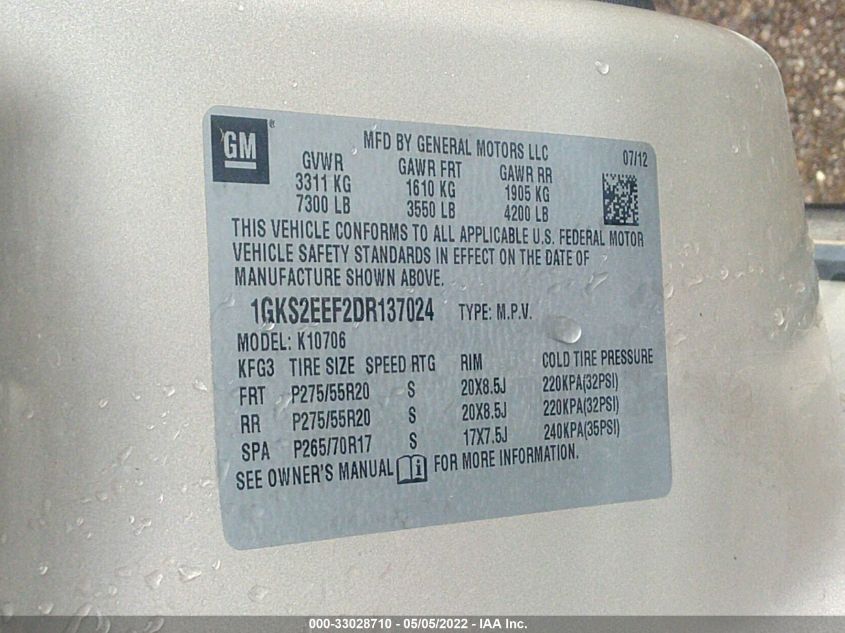 2013 GMC YUKON DENALI 1GKS2EEF2DR137024