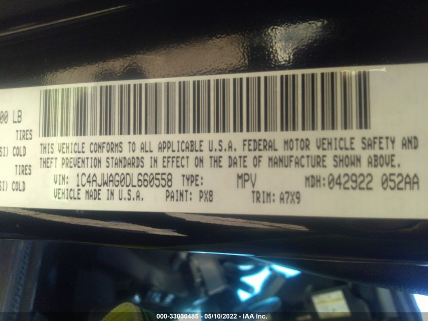 2013 JEEP WRANGLER SPORT 1C4AJWAG0DL660558