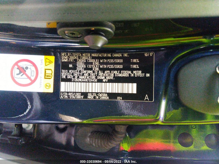2017 LEXUS RX RX 350 2T2BZMCA4HC124456