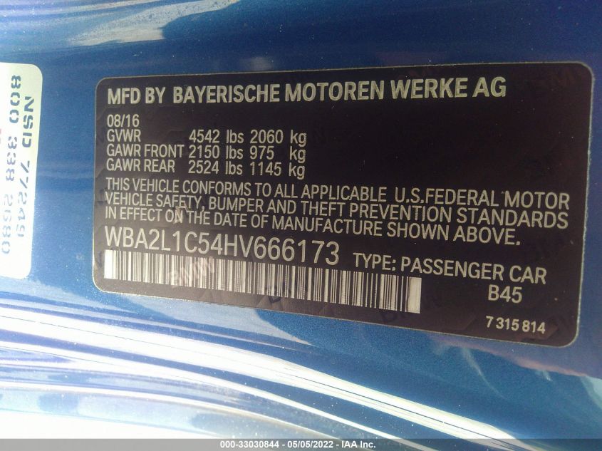 2017 BMW 2 SERIES M240I WBA2L1C54HV666173