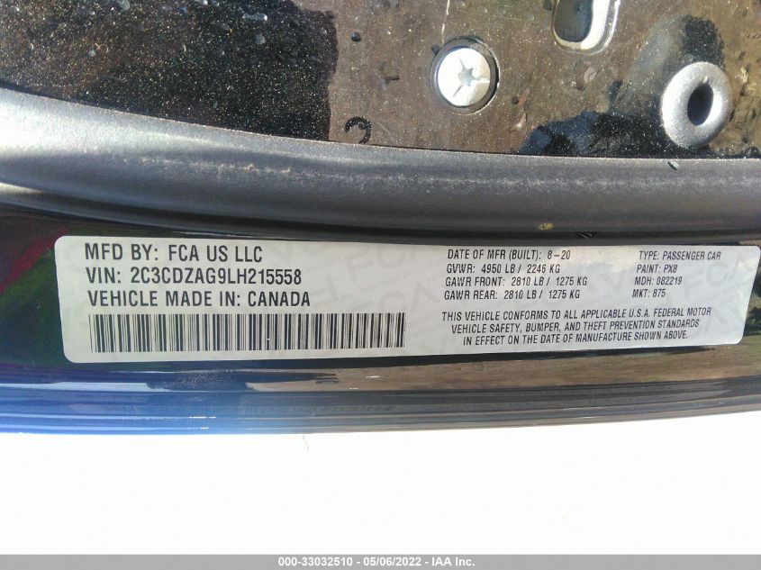 2020 DODGE CHALLENGER SXT 2C3CDZAG9LH215558