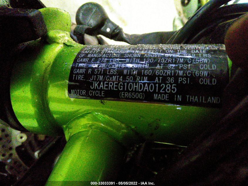 2017 KAWASAKI ER650 G JKAEREG10HDA01285