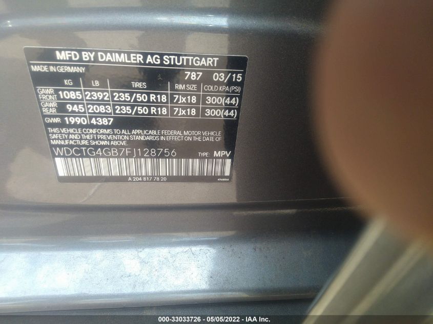 2015 MERCEDES-BENZ GLA-CLASS GLA 250 WDCTG4GB7FJ128756