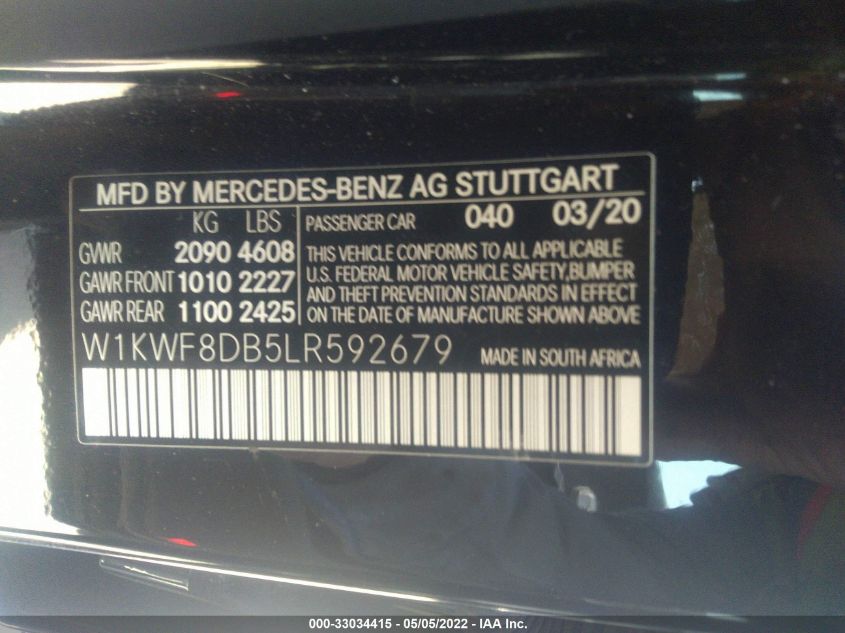 2020 MERCEDES-BENZ C-CLASS C 300 W1KWF8DB5LR592679