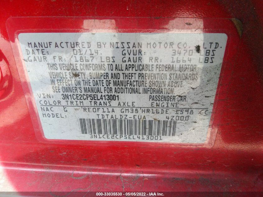2014 NISSAN VERSA NOTE SV 3N1CE2CP5EL413001