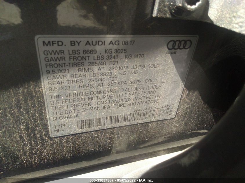 2018 AUDI Q7 PRESTIGE WA1VAAF79JD010317