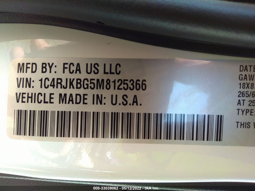 2021 JEEP GRAND CHEROKEE L LIMITED 1C4RJKBG5M8125366
