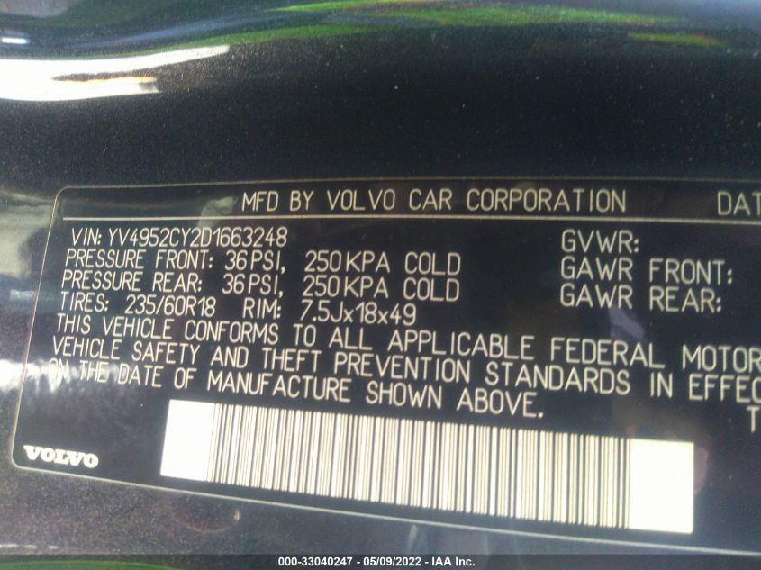 2013 VOLVO XC90 YV4952CY2D1663248