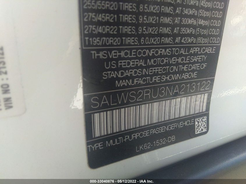 2022 LAND ROVER RANGE ROVER SPORT HST SALWS2RU3NA213122