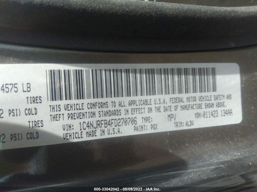 2015 JEEP PATRIOT HIGH ALTITUDE EDITION 1C4NJRFB4FD270706