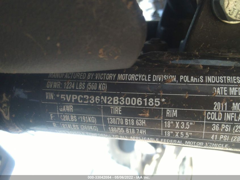 2011 VICTORY MOTORCYCLES KINGPIN STANDARD 5VPCB36N2B3006185