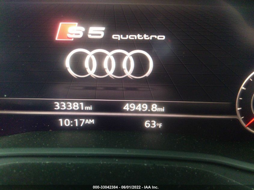 2019 AUDI S5 SPORTBACK PREMIUM PLUS WAUB4CF54KA012177